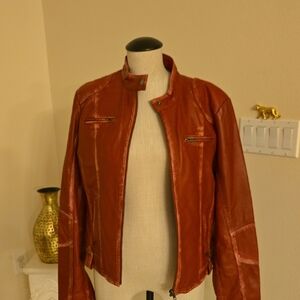 Stylish Women's Leather Jacket in Rich Red